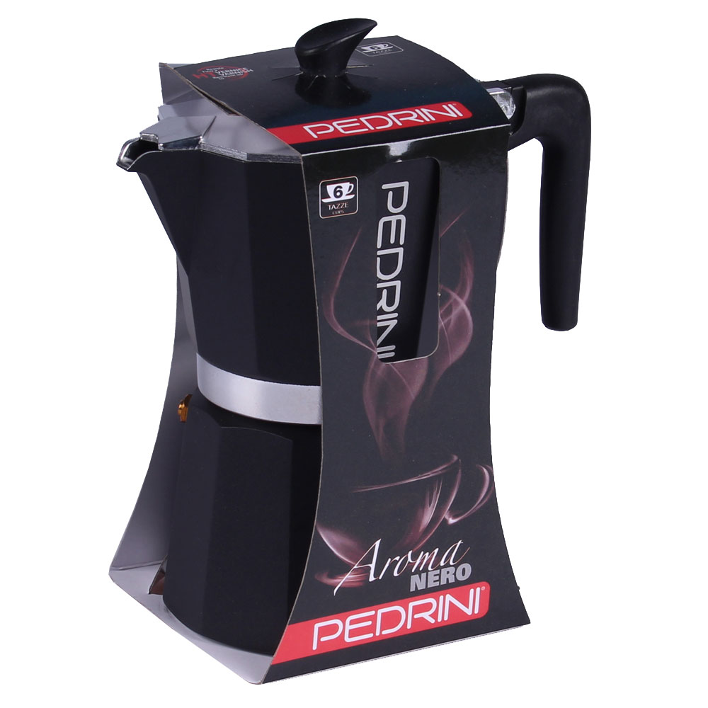 Pedrini Paint Aluminum Coffee Maker 6 Tassen dunkelgrau