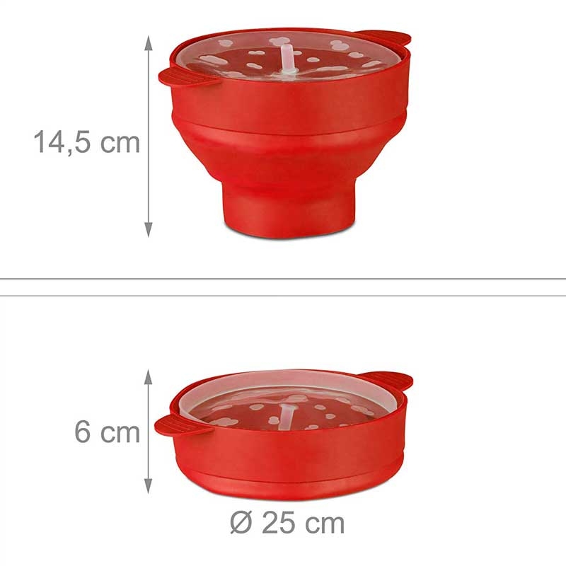 Relaxdays Popcorn Maker Silikon für die Mikrowelle rot