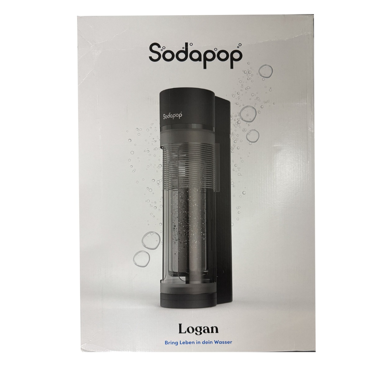 Sodapop Wassersprudler Logan schwarz mit 3 Glasflaschen und 1 Zylinder (2.Wahl)