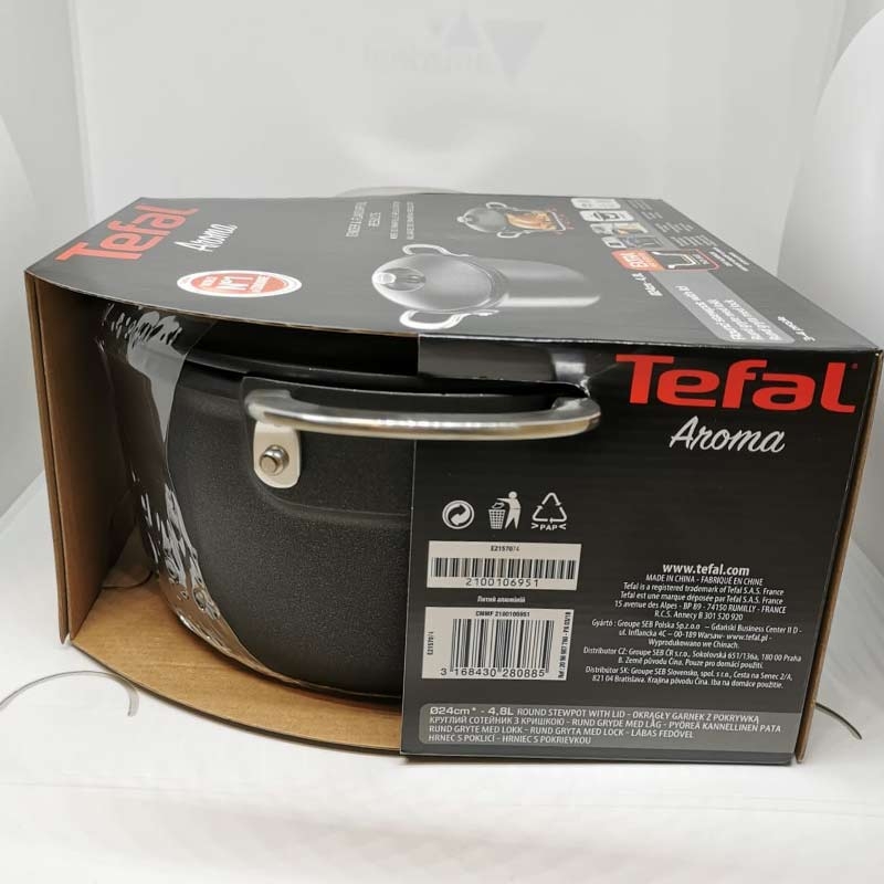 Tefal E2157014 Schmortopf mit Deckel Gusseisen/Alu 24cm induktionsgeeiegnet
