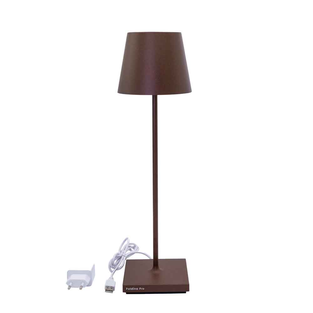 Zafferano Poldina Pro Dimmbare LED-Tischlampe aus Aluminium braun