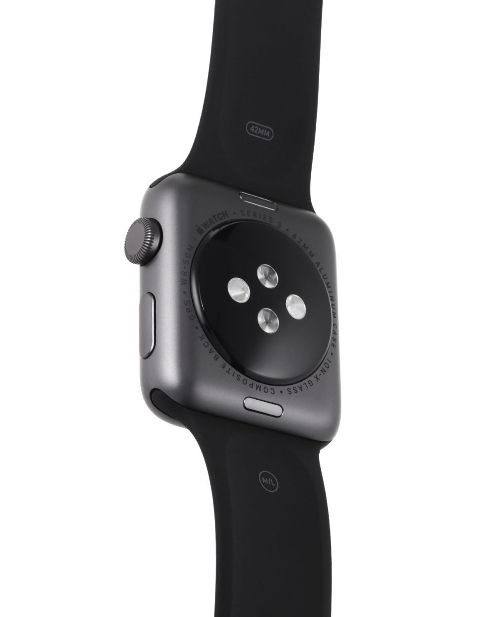 Apple Watch Series 3 42 mm Aluminiumgehäuse space grau Sportarmband schwarz