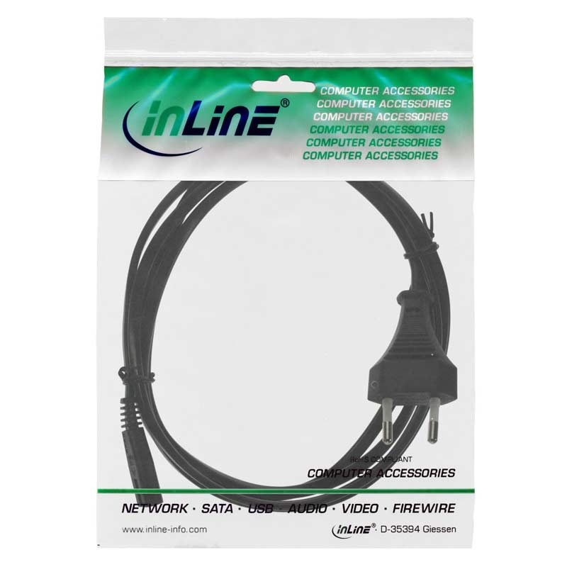 INLINE Netzkabel Netzstecker auf Euro 8 C7 Stecker 1.8m