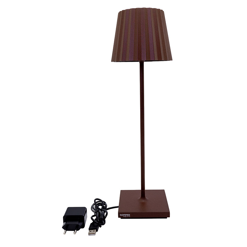 Sompex Troll LED-Tischleuchte braun inkl. Ladestation