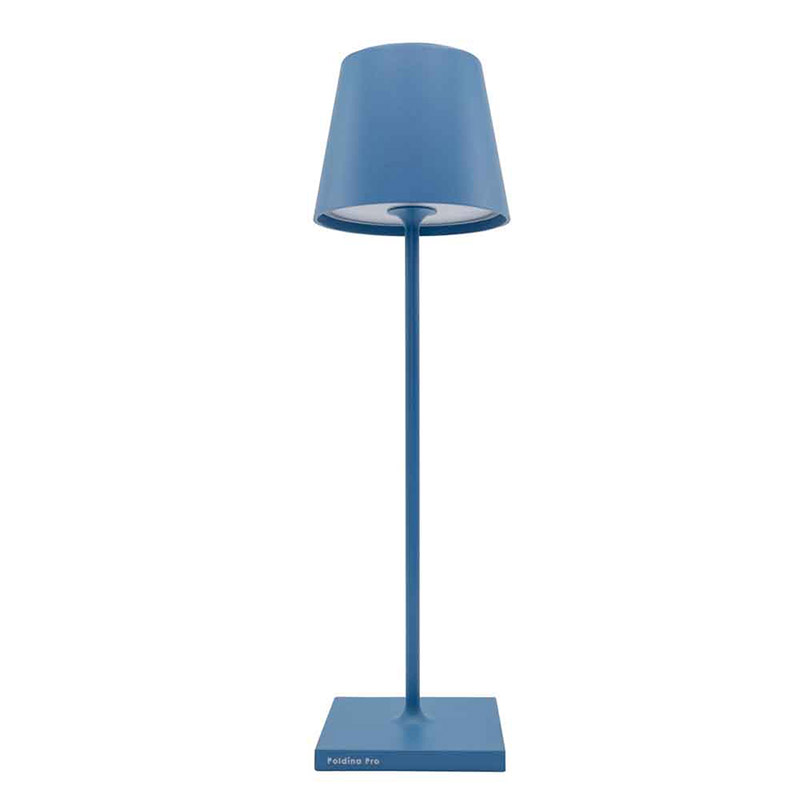 Zafferano Poldina Pro Dimmbare LED-Tischlampe aus Aluminium avio blau