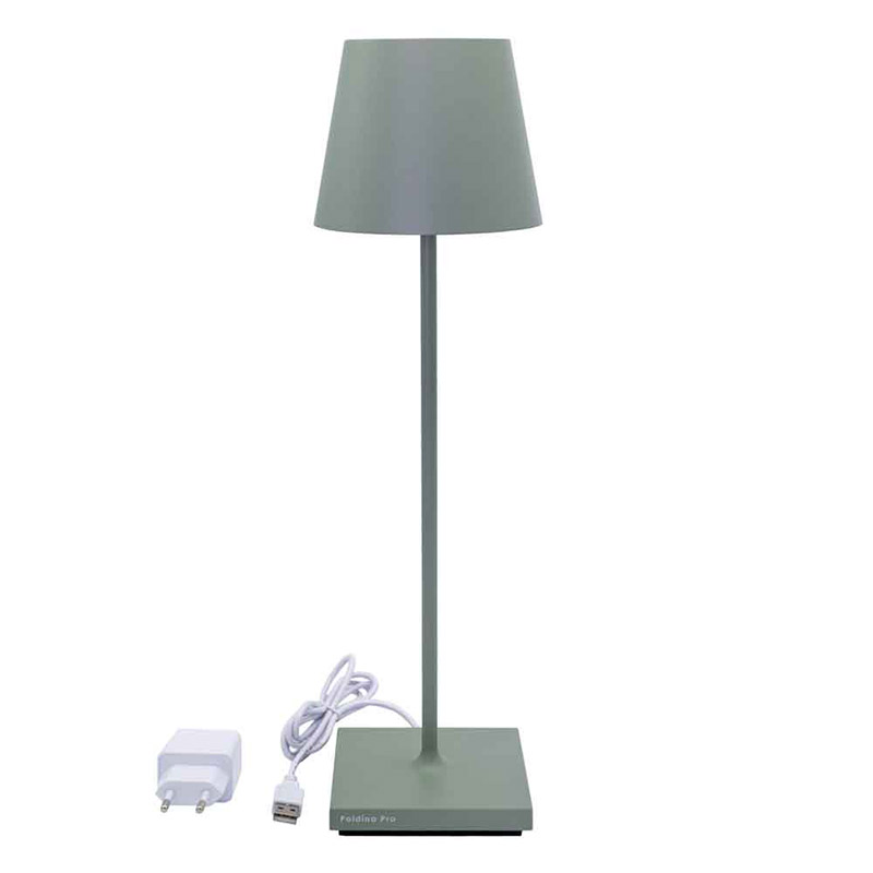 Zafferano Poldina Pro Dimmbare LED-Tischlampe aus Aluminium salvia grün