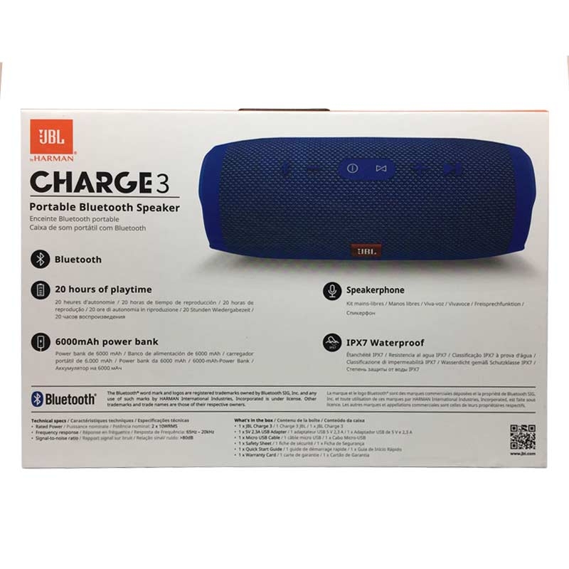 JBL Charge 3 Tragbarer Bluetooth-Lautsprecher blau