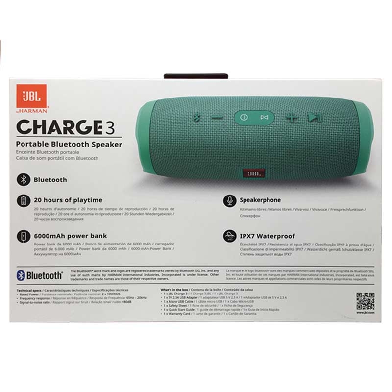 JBL Charge 3 Tragbarer Bluetooth-Lautsprecher türkis