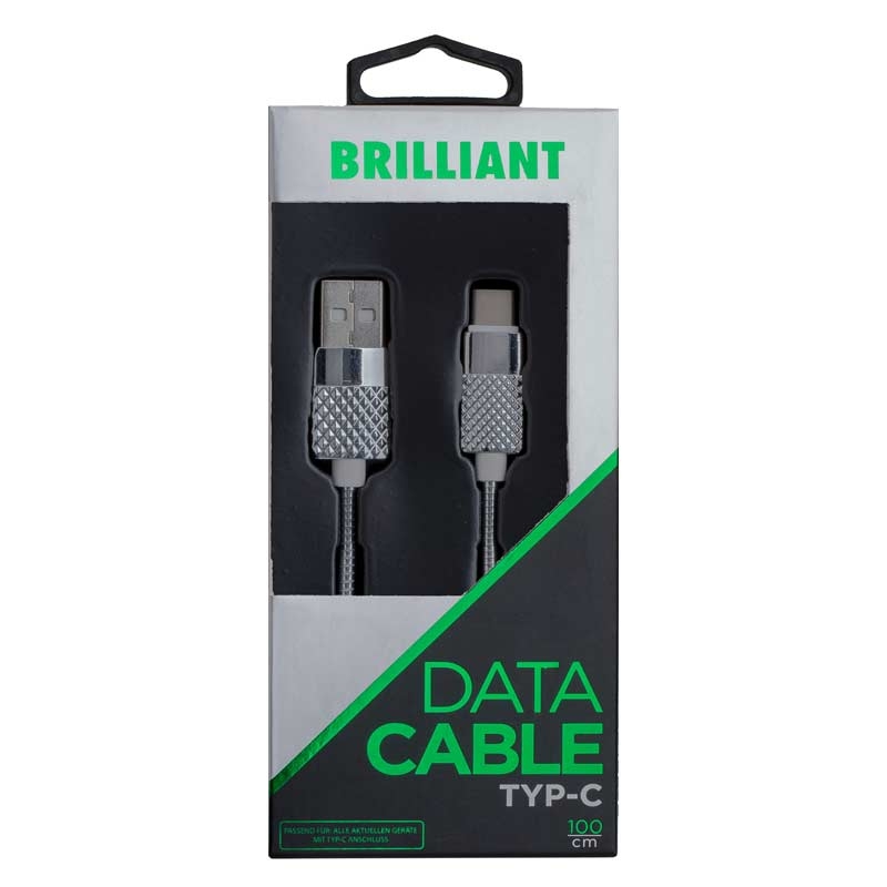 Peter Jäckel USB Data Cable BRILLIANT Typ-C Silver mit Sync- und Ladefunktion