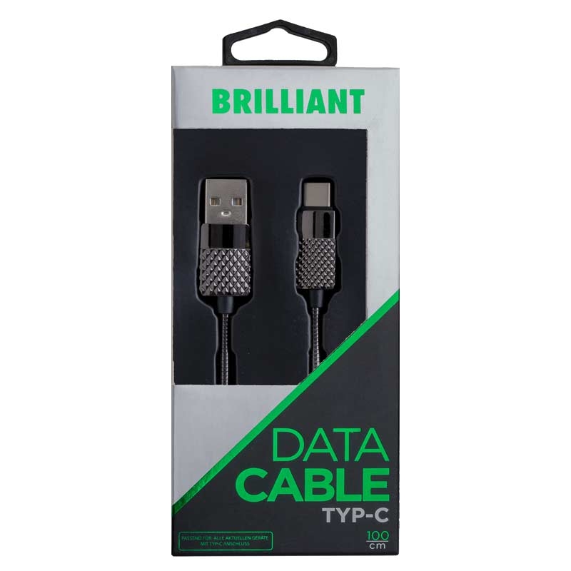 Peter Jäckel USB Data Cable BRILLIANT Typ-C Gray mit Sync- und Ladefunktion