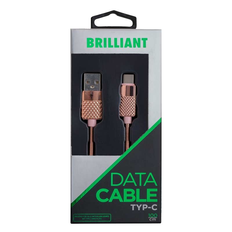 Peter Jäckel USB Data Cable BRILLIANT Typ-C Pink mit Sync- und Ladefunktion