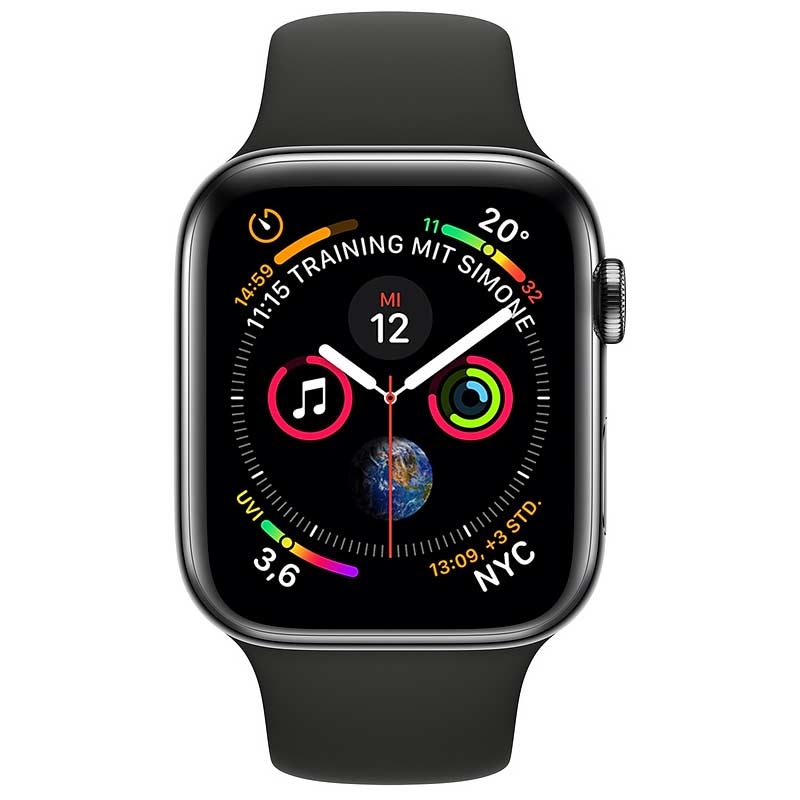 Apple Watch Series 4 GPS + LTE 40mm Edelstahl schwarz Sportarmband schwarz