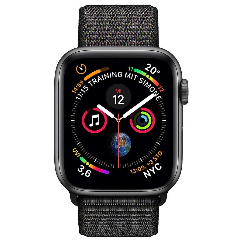 Apple Watch Series 4 GPS 44mm schwarz Armband schwarz