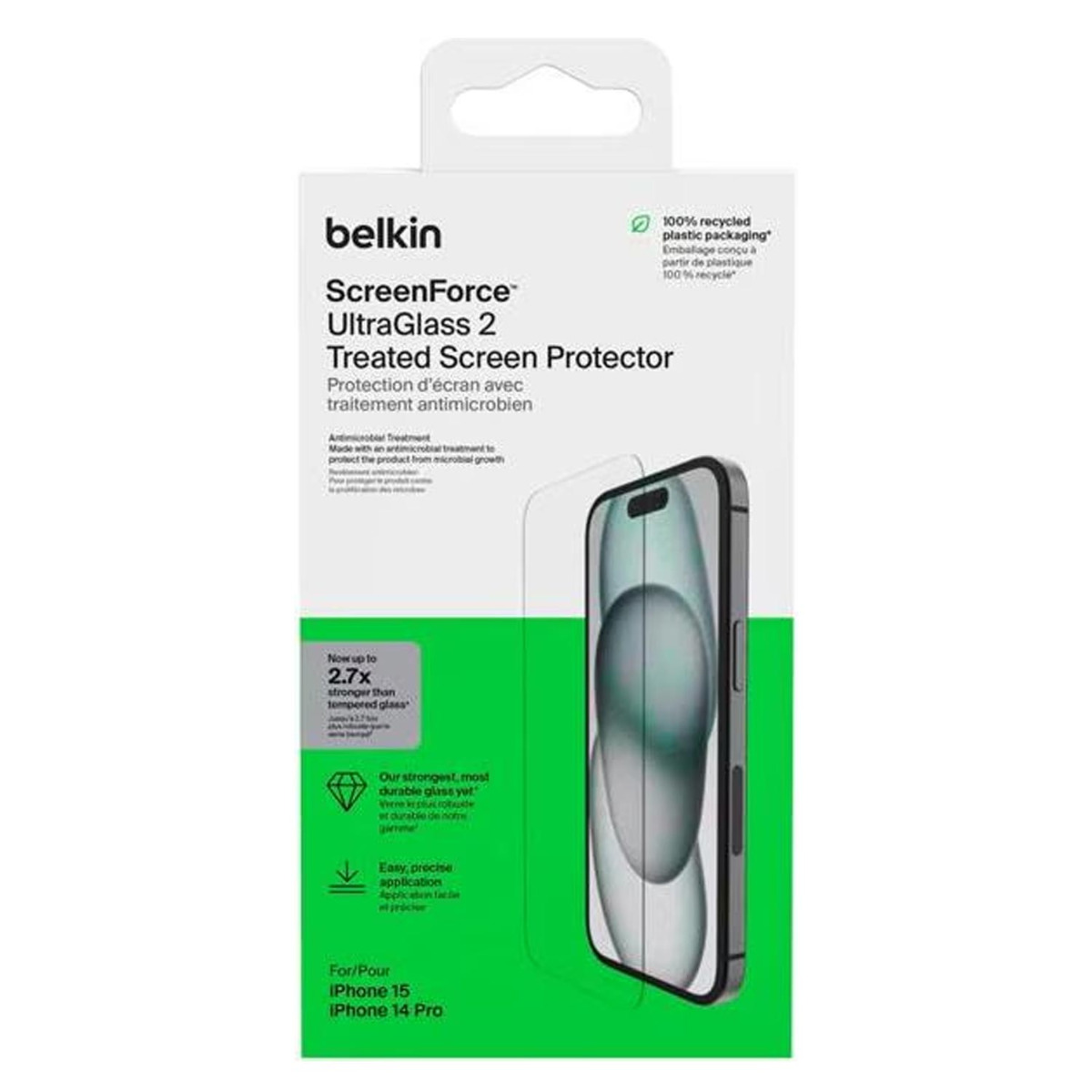 Belkin ScreenForce UltraGlass 2 iPhone 15 Displayschutzfolie