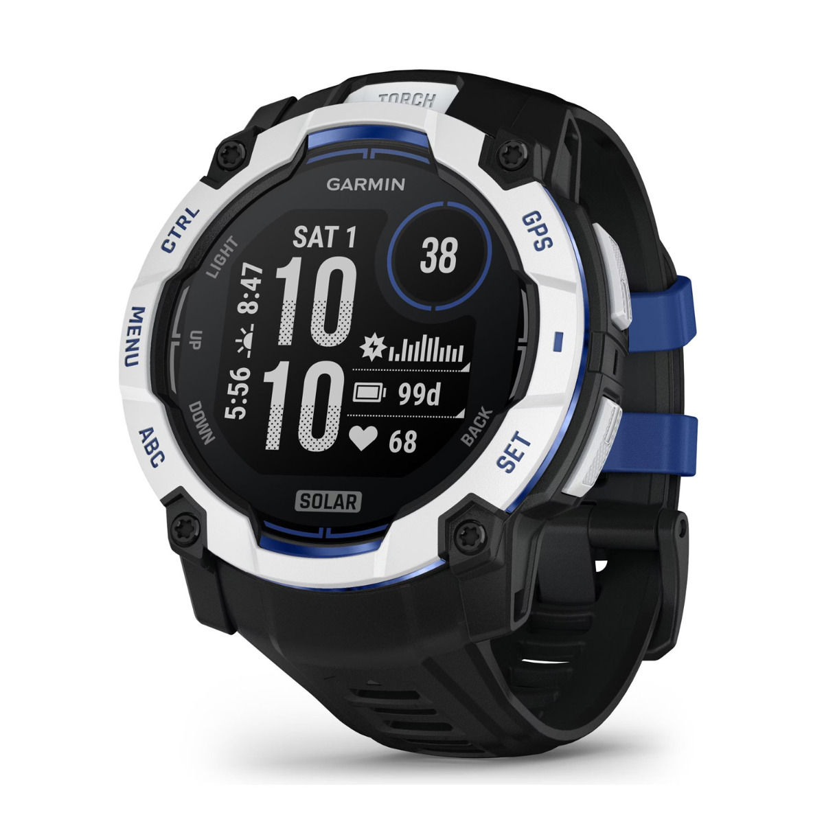 Garmin Instinct 3 Solar 50mm Smartwatch schwarz/bolt blue