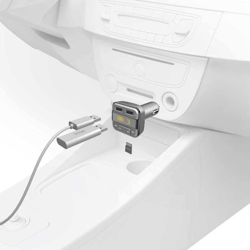 Hama Bluetooth®-FM-Transmitter mit USB-Ladefunktion, Grau