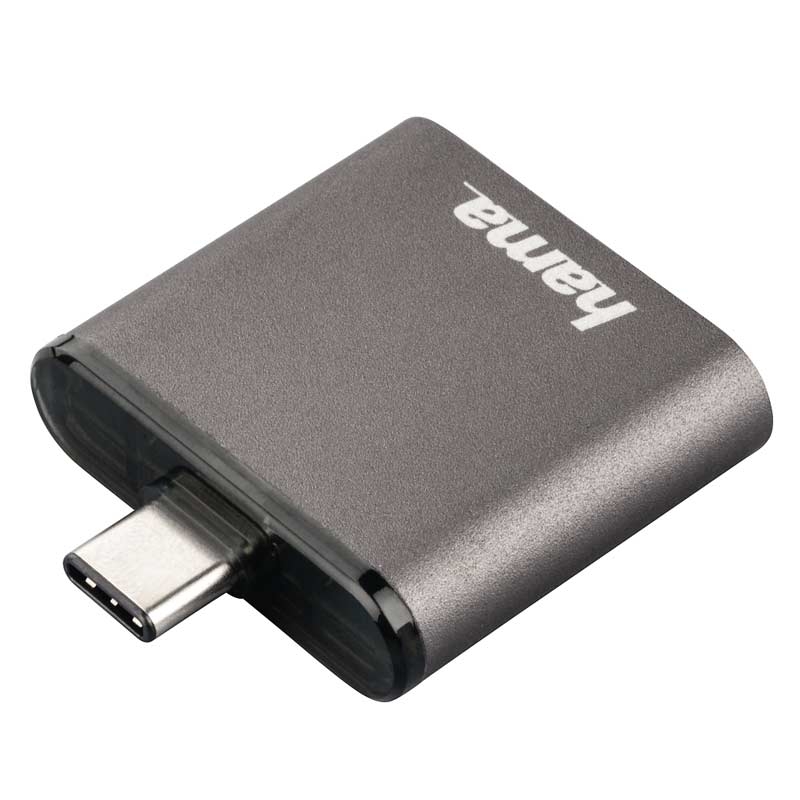 Hama USB-3.1-Type-C-UHS-II-OTG-Kartenleser SD Grau