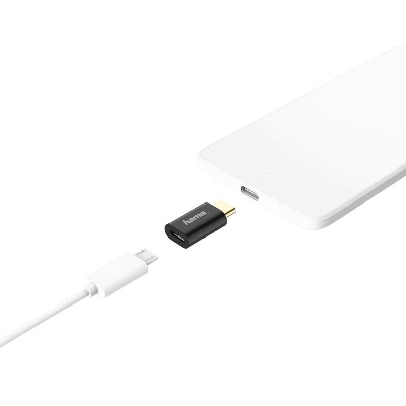 Hama Adapter Micro-USB auf USB Type-C-Stecker, Schwarz