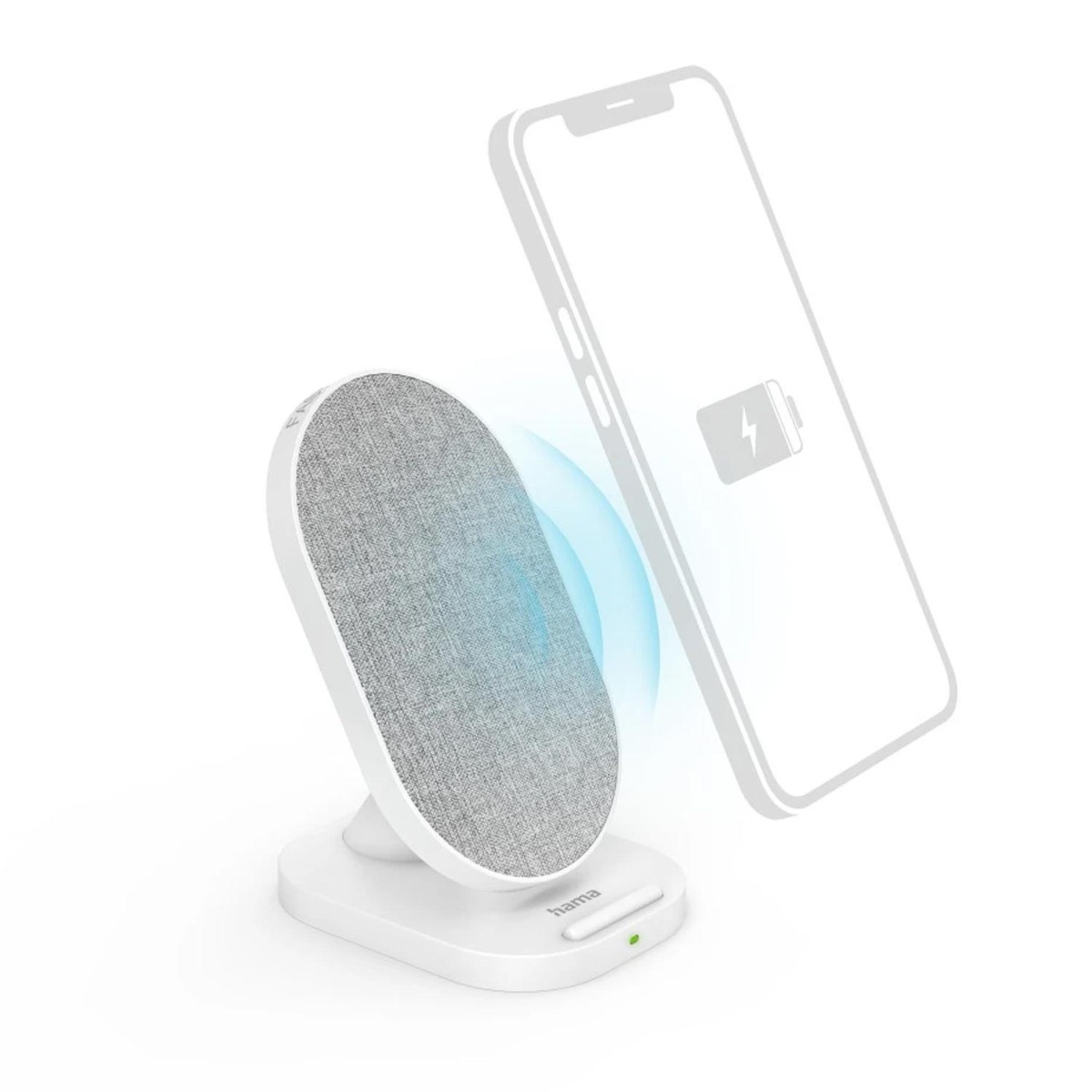 Hama Wireless Charger QI-FC10S-Fab, 10W, weiß, kabellose Smartphone-Ladestation