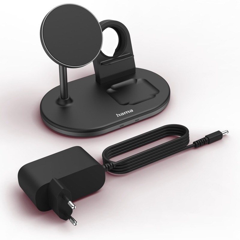 Hama 3in1 Kabellose Ladestation MagCharge Multi, für iPhone, AirPods und Watch