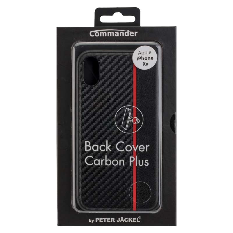 Peter Jäckel COMMANDER Back Cover CARBON PLUS für Apple iPhone XR Red Stripes