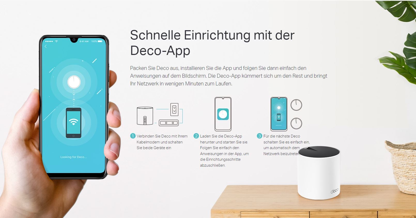 Schnelle Einrichtung mit der Deco-App