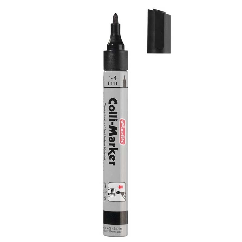 Herlitz 8860603 Colli Marker wasserfest, permanent 1-4 mm (10 Stück) schwarz