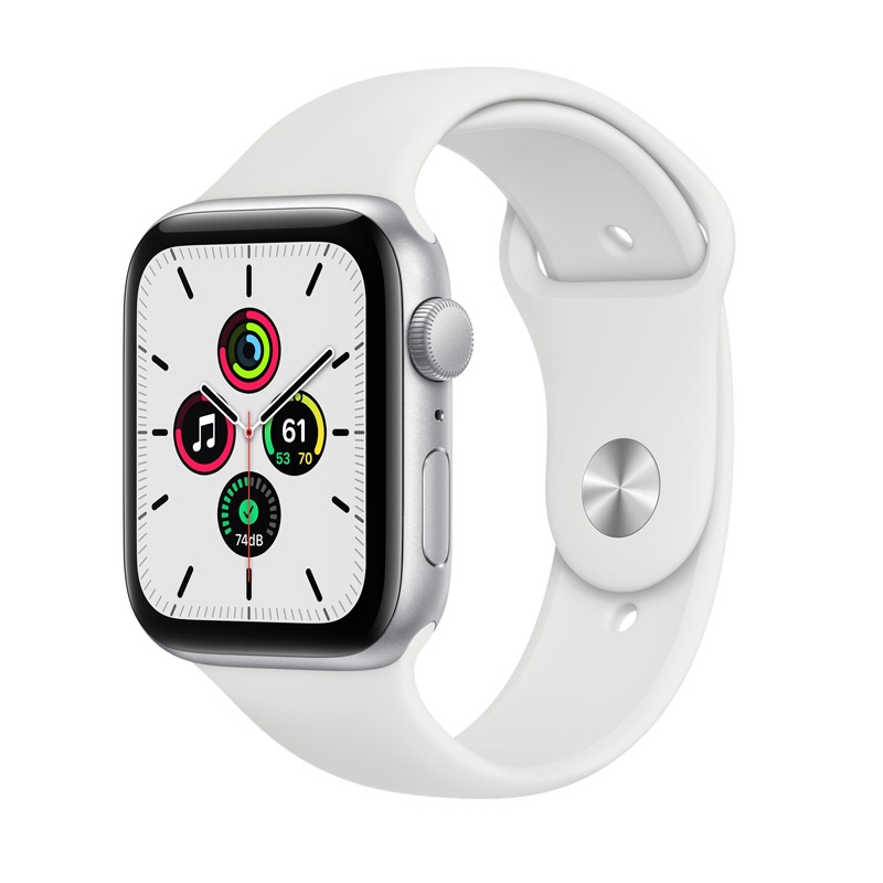 Apple Watch SE Silber 44mm Sportarmband Weiß