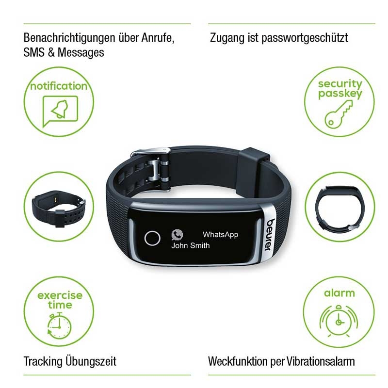 Beurer Aktivitätssensor AS 87 Fitness-Armband schwarz