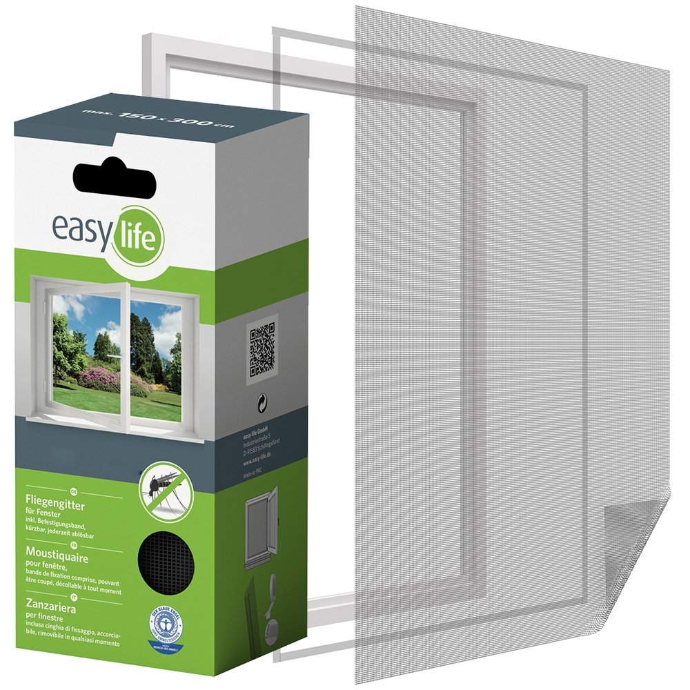 easy life Fliegengitter Insektenschutzgitter für Fenster 110 x 130 cm Anthrazit