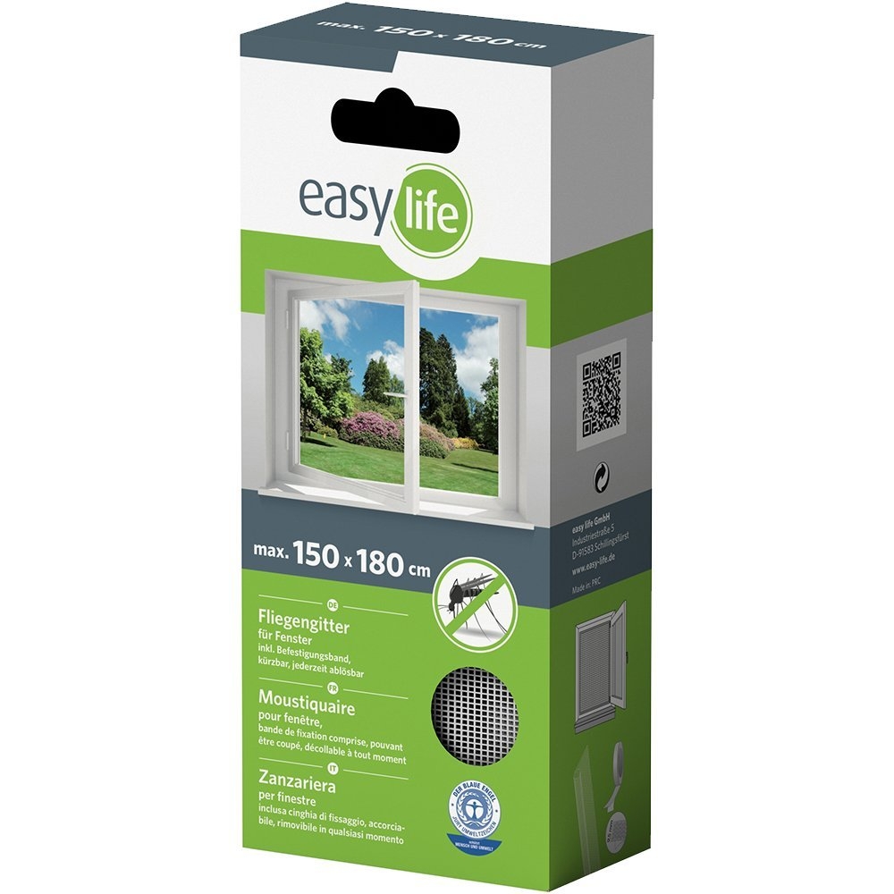 easy life Insektenschutz Fliegengitter für Fenster 150 x 180 cm weiss