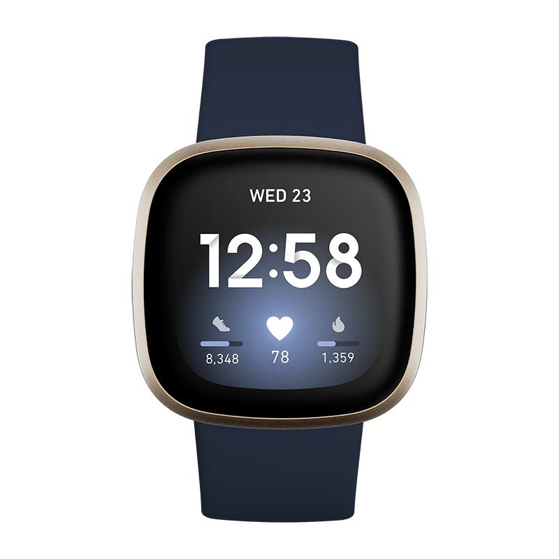 Fitbit Versa 3 Gesundheits- & Fitness-Smartwatch mit GPS nachtblau/softgold