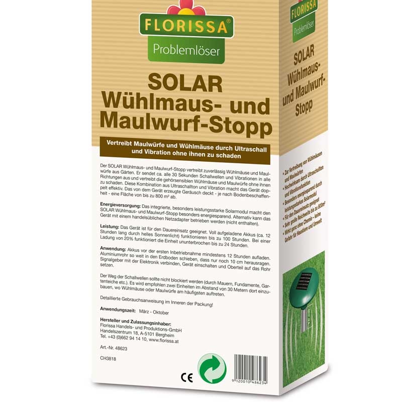 Florissa Solar Wühlmaus- und Maulwurf-Stopp