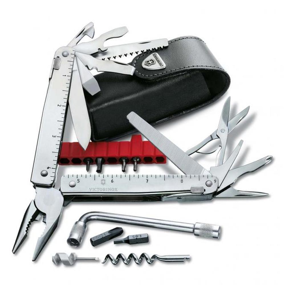 Victorinox Swiss Tool X Plus Multitool mit Leder-Etui silber