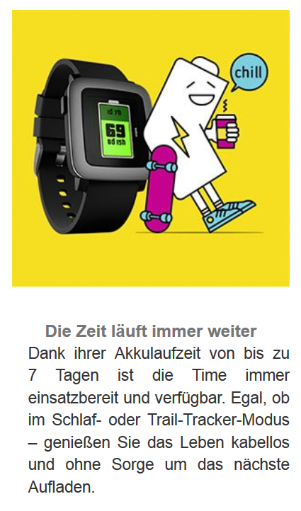 Pebble Time Smartwatch schwarz