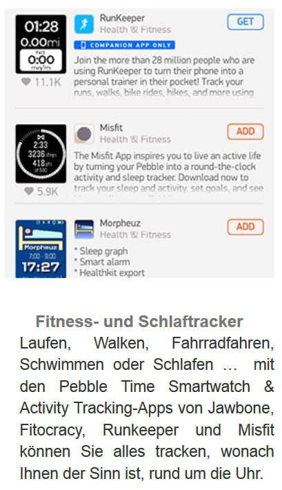 Pebble Time Smartwatch schwarz