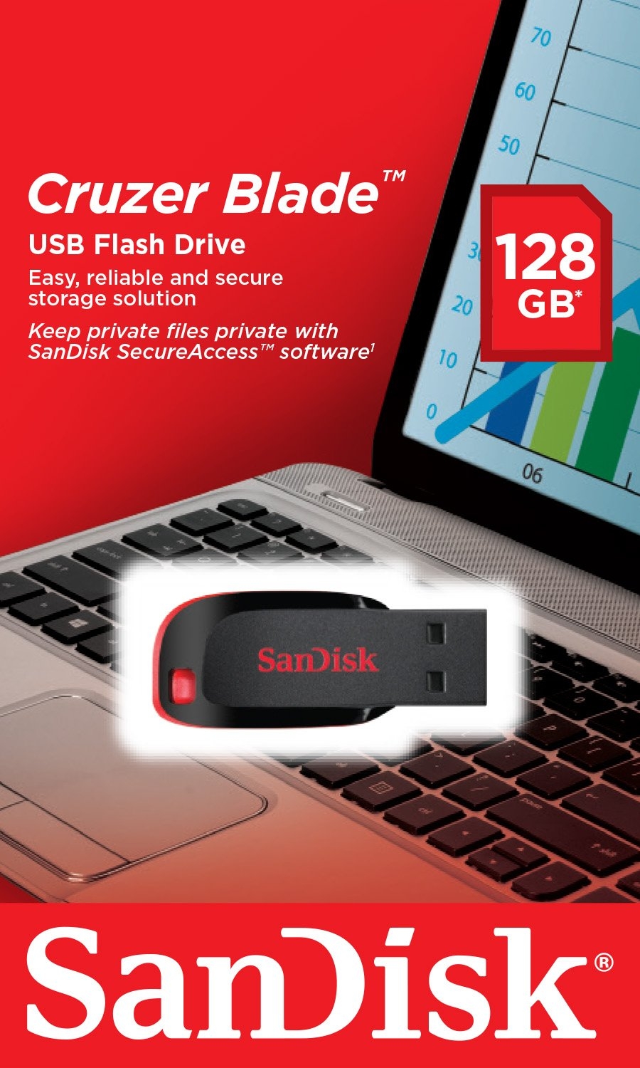 Sandisk Cruzer Blade 128GB USB 2.0 Stick