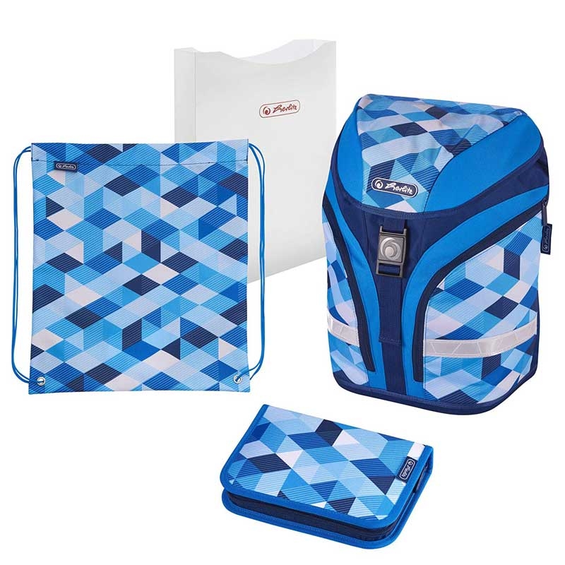 Herlitz Motion Plus Schulrucksack, Grundschulranzen 18 Liter Blue Cubes