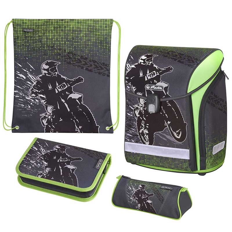 Herlitz Midi Plus Schulranzen, Grundschulranzen 16 Liter Motorcross