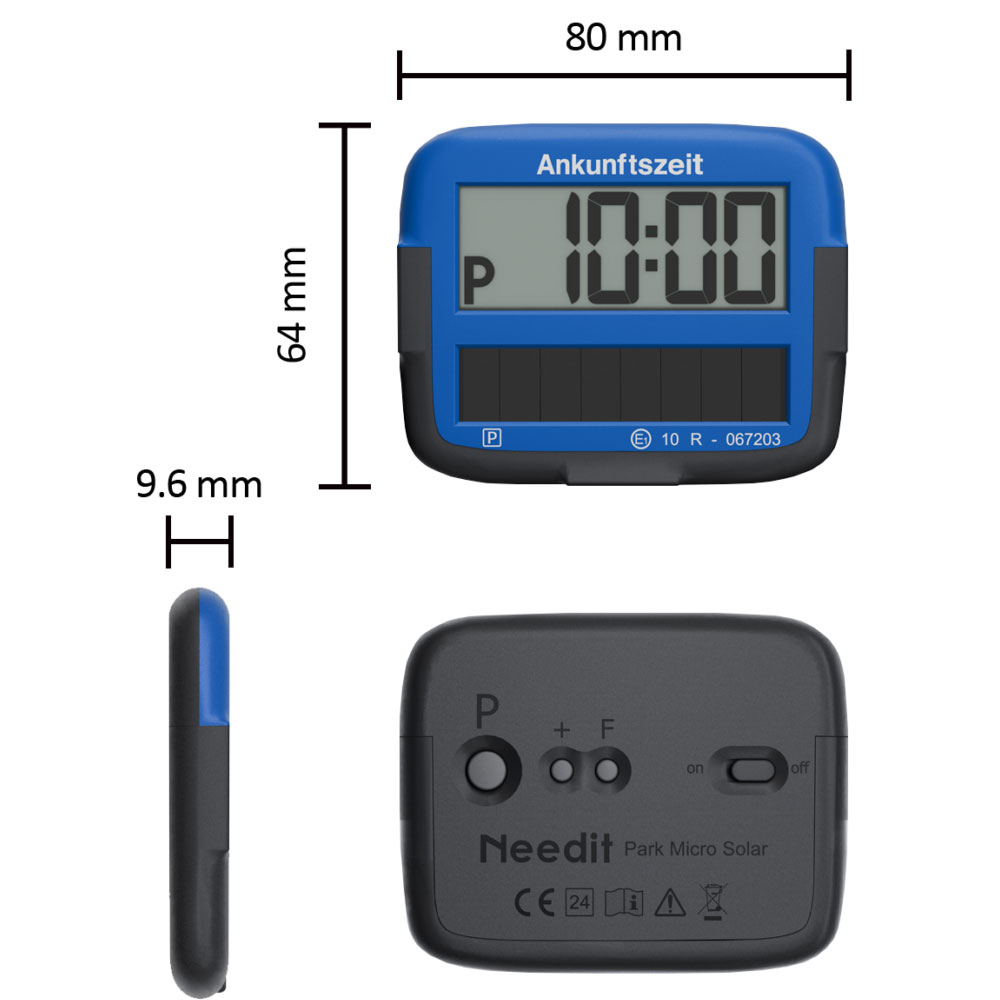 Needit Park Micro Solar elektronische Parkscheibe blau
