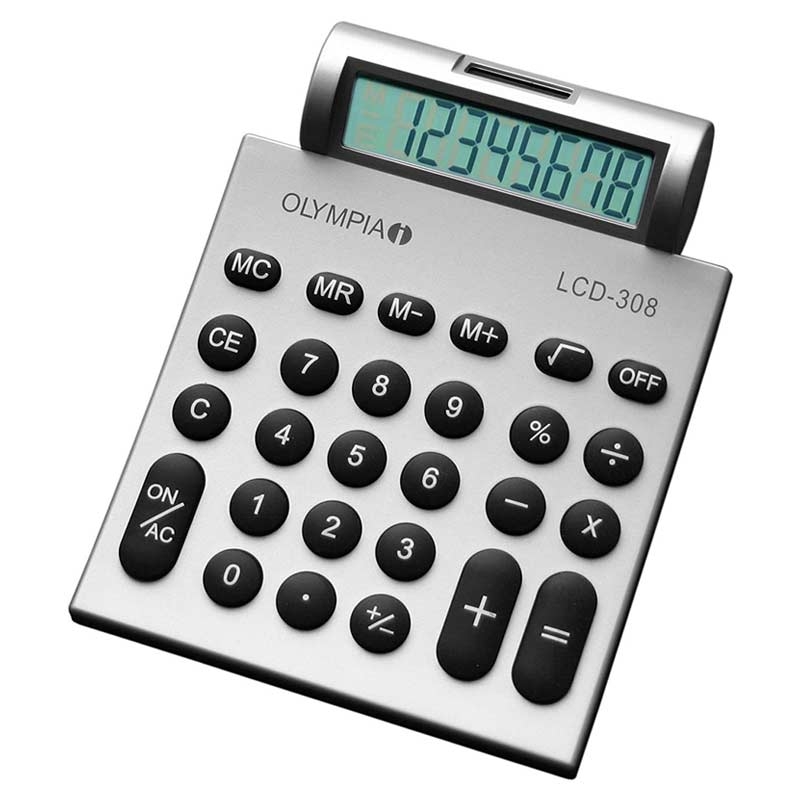 Olympia LCD 308 Taschenrechner mit großen Tasten - silber