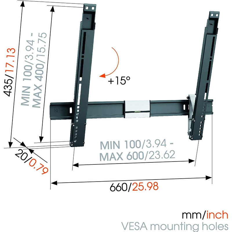 Vogel's THIN 515 TV-Wandhalterung für 102-165 cm (40-65 Zoll) Fernseher schwarz (2.Wahl)