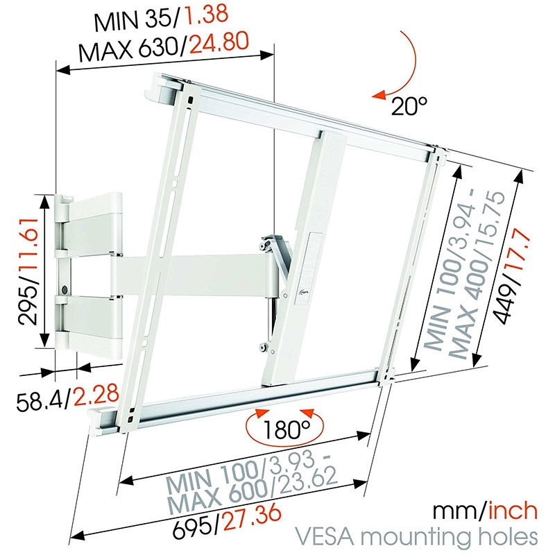 Vogel's Thin 545 TV-Wandhalterung für 102-165 cm (40-65 Zoll) Fernseher weiß