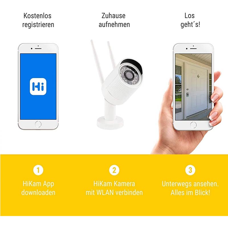 HiKam A7 Überwachungskamera für außen mit App & Support