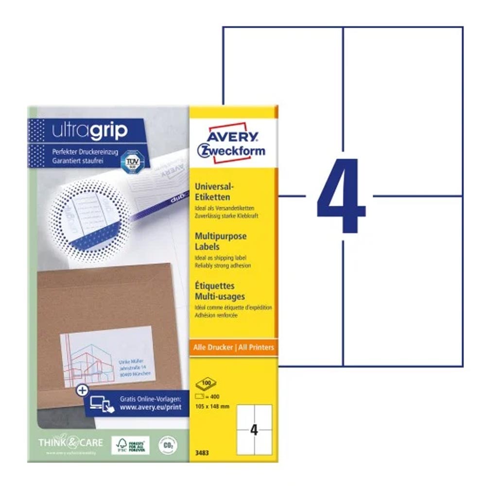 Avery Zweckform, Avery Labels 105 x 148mm, A4 (3483)