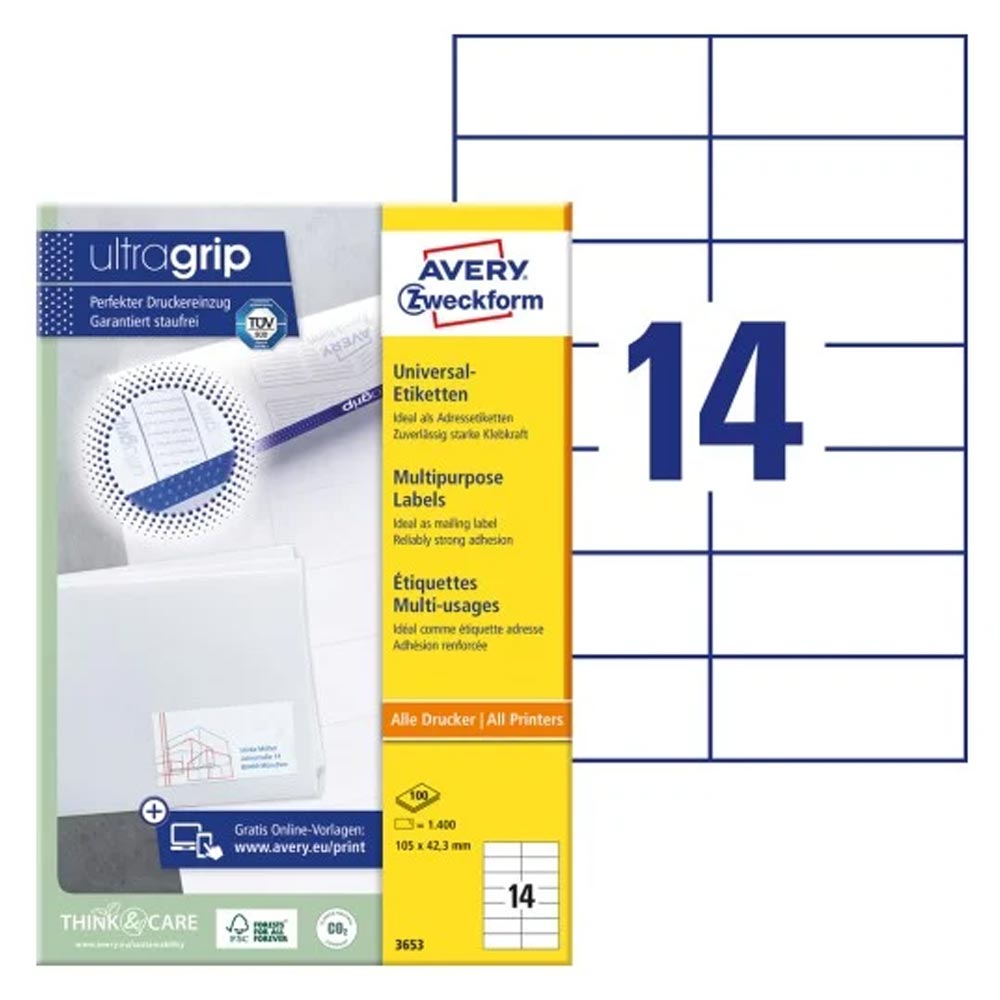 Avery Zweckform, Labels Avery 105 x 42,3mm, A4 (3653)