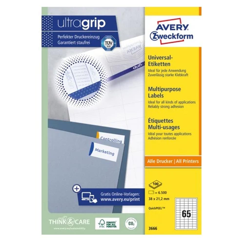 Avery Zweckform, Labels Avery 38 x 21,2mm, A4 (3666)