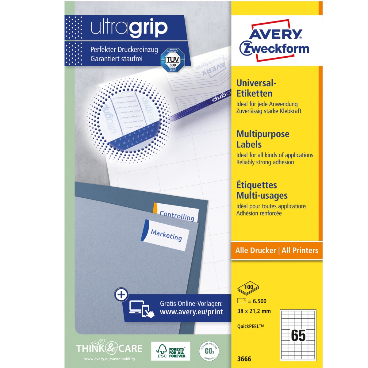 Avery Zweckform, Labels Avery 38 x 21,2mm, A4 (3666)