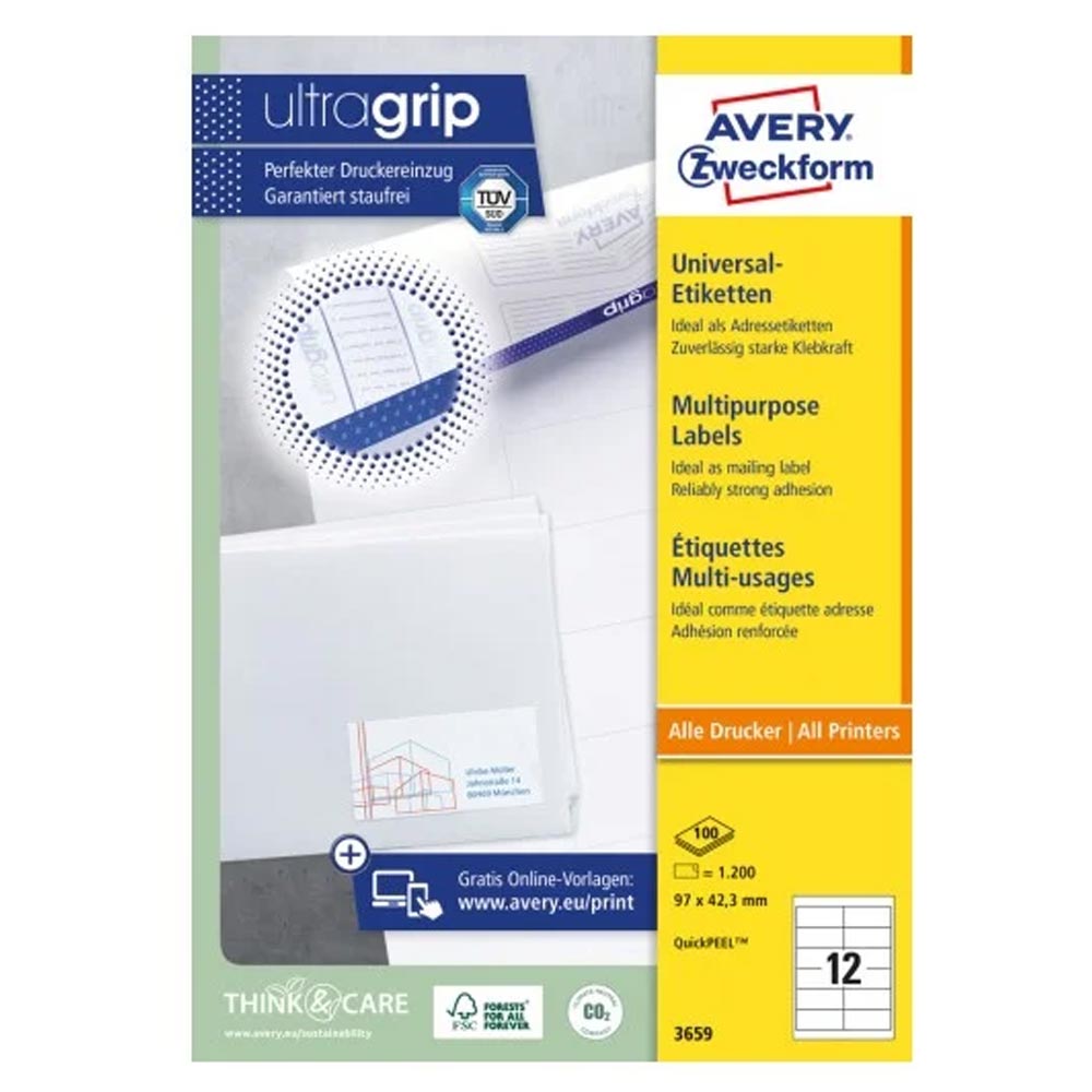 Avery Zweckform, Labels Avery 97 x 42,3mm, A4 (3659)