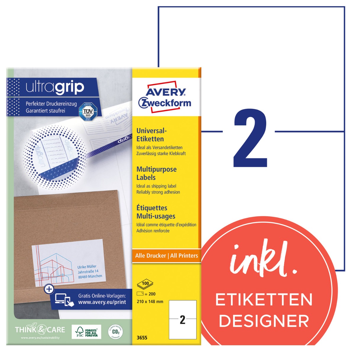Avery Zweckform, Labels Avery 210 x 148mm, A4 (3655)
